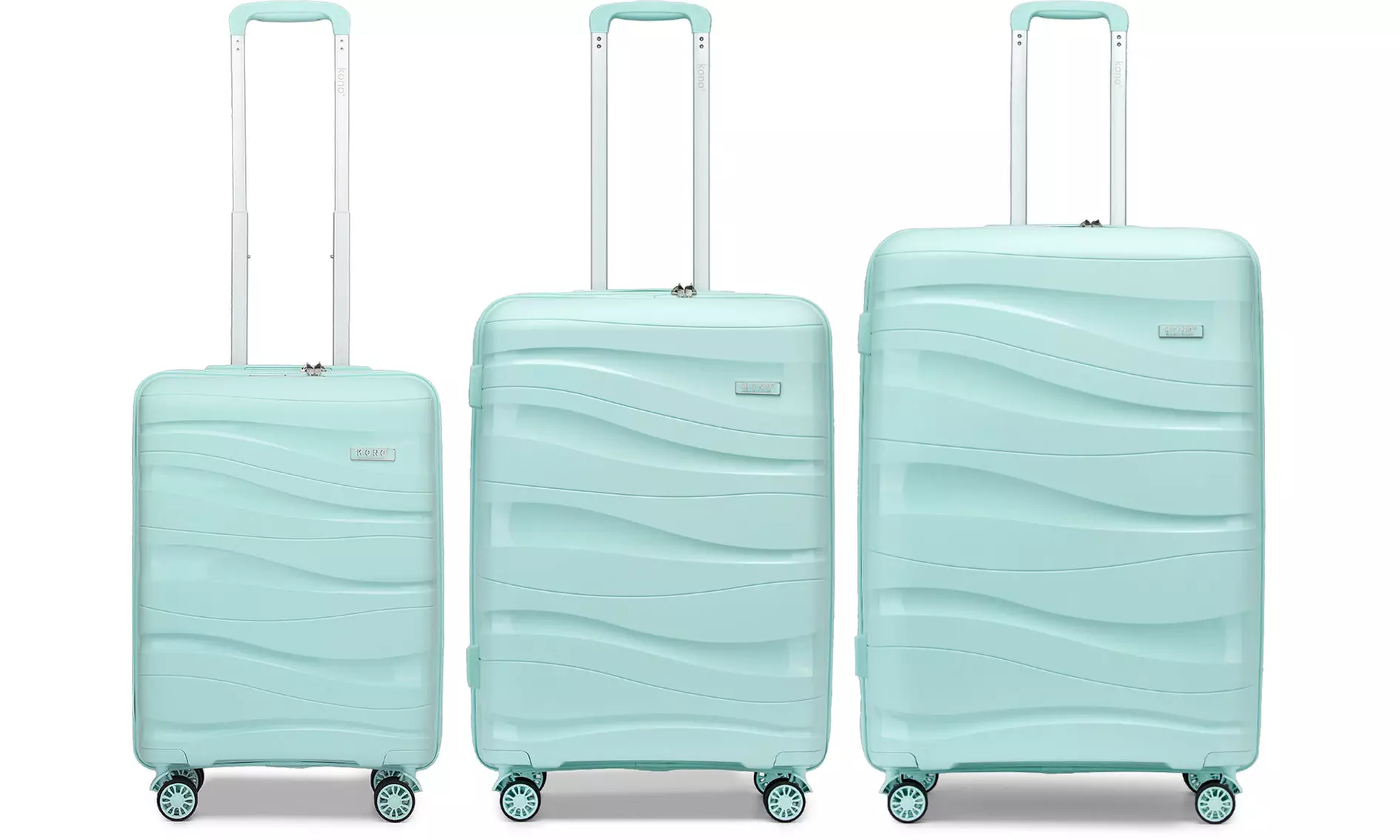 1 of 3 mintgroene koffers