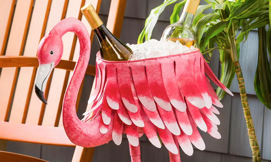 Metal Flamingo Drink Chiller or Planter - Primary Image