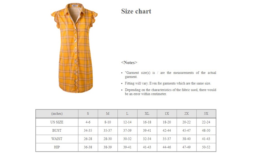 Image 2: Doublju Women's Ruffle Detail Plaid Shirt Dress. Plus Sizes Available.