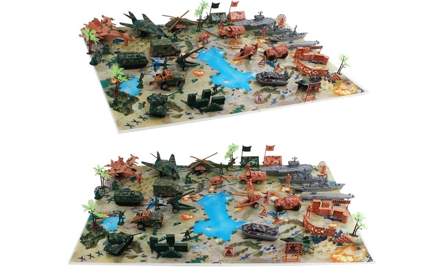 Image 3: 56-Piece Military Army Play Set with Play Map Toy Soldiers