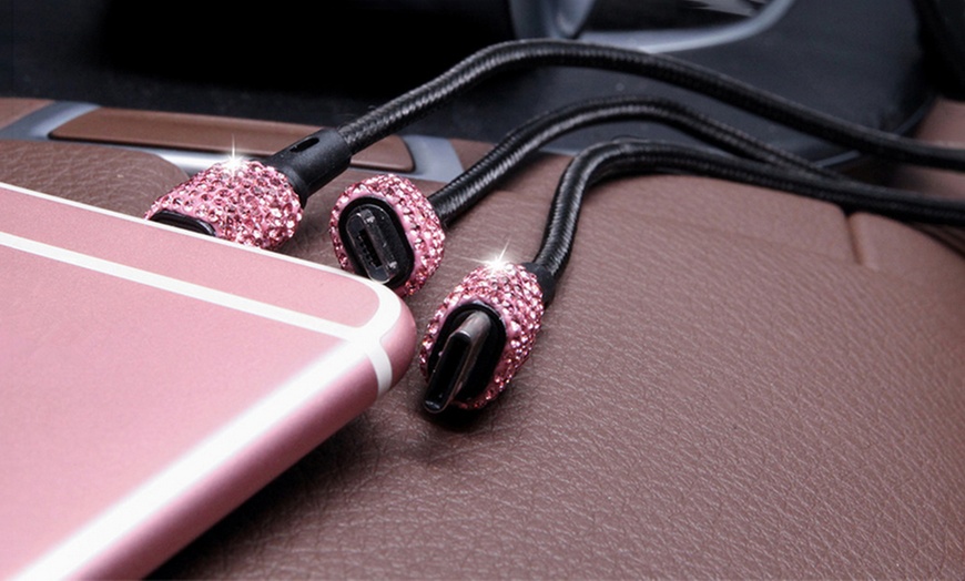 Image 10: Diamond Car Charger with Three-in-One Charging Cable