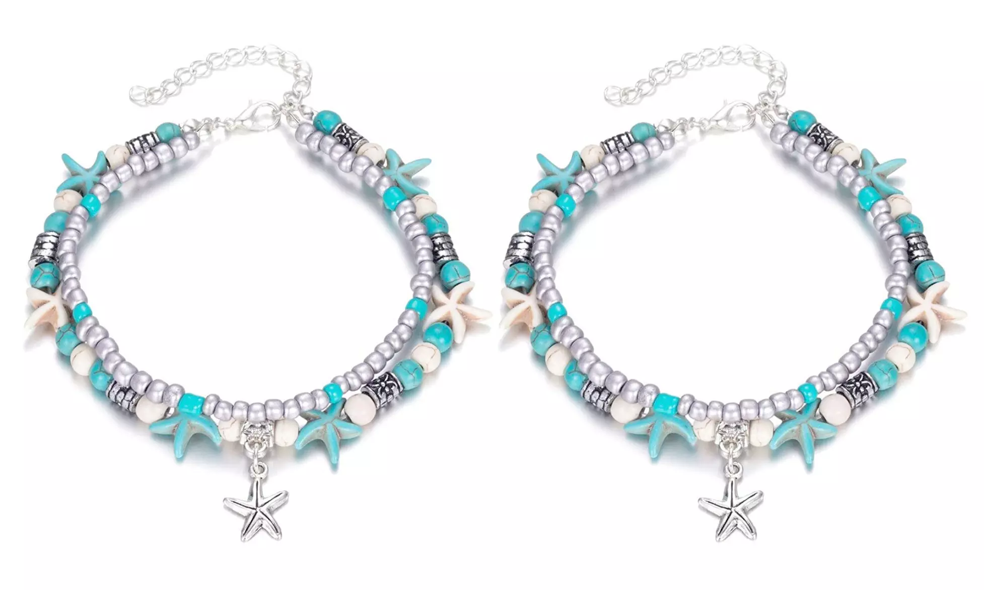 Tobillera doble con motivos marinos