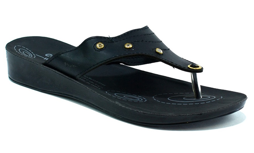 Image 2: Women's Low Wedge Flip Flops