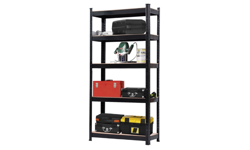 Image 2: Five-Tier Heavy-Duty Metal Shelving Rack