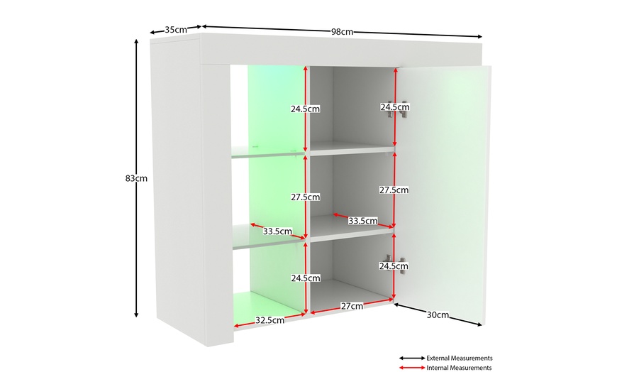 Image 30: Vida Designs Azura One-Door LED Sideboard