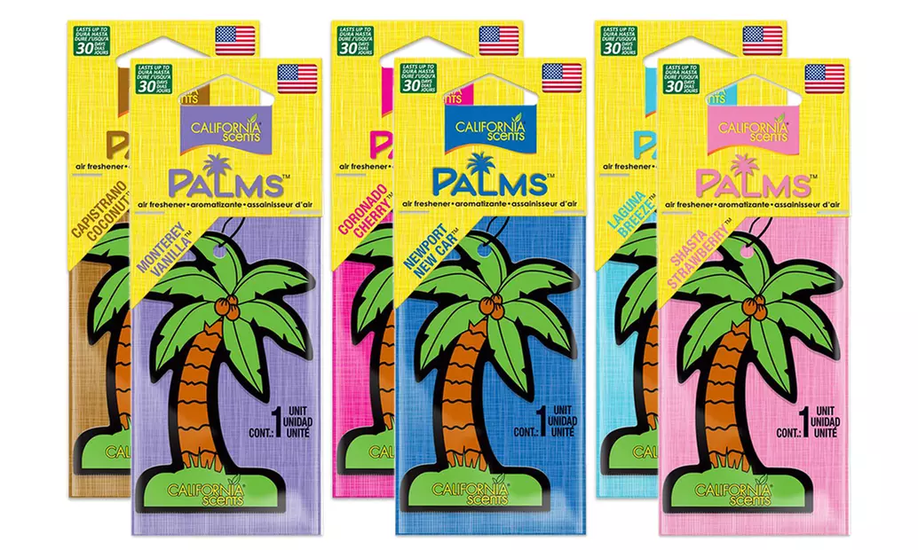 3, 6 ou 9 assainisseurs d’air sous la forme de palmier pour automobiles California Scents - Primary Image