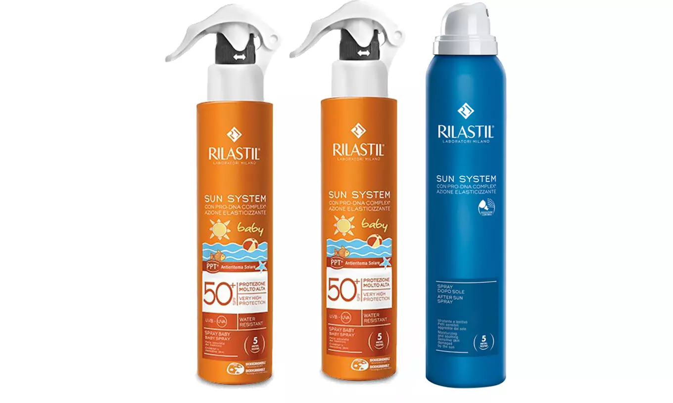 2 confezioni di Rilastil System Baby e Trasparent con doposole da 200 ml