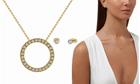 Collana e orecchini Crystal Halo OMG Jewel con cristalli Swarovski®, disponibili in 3 colori