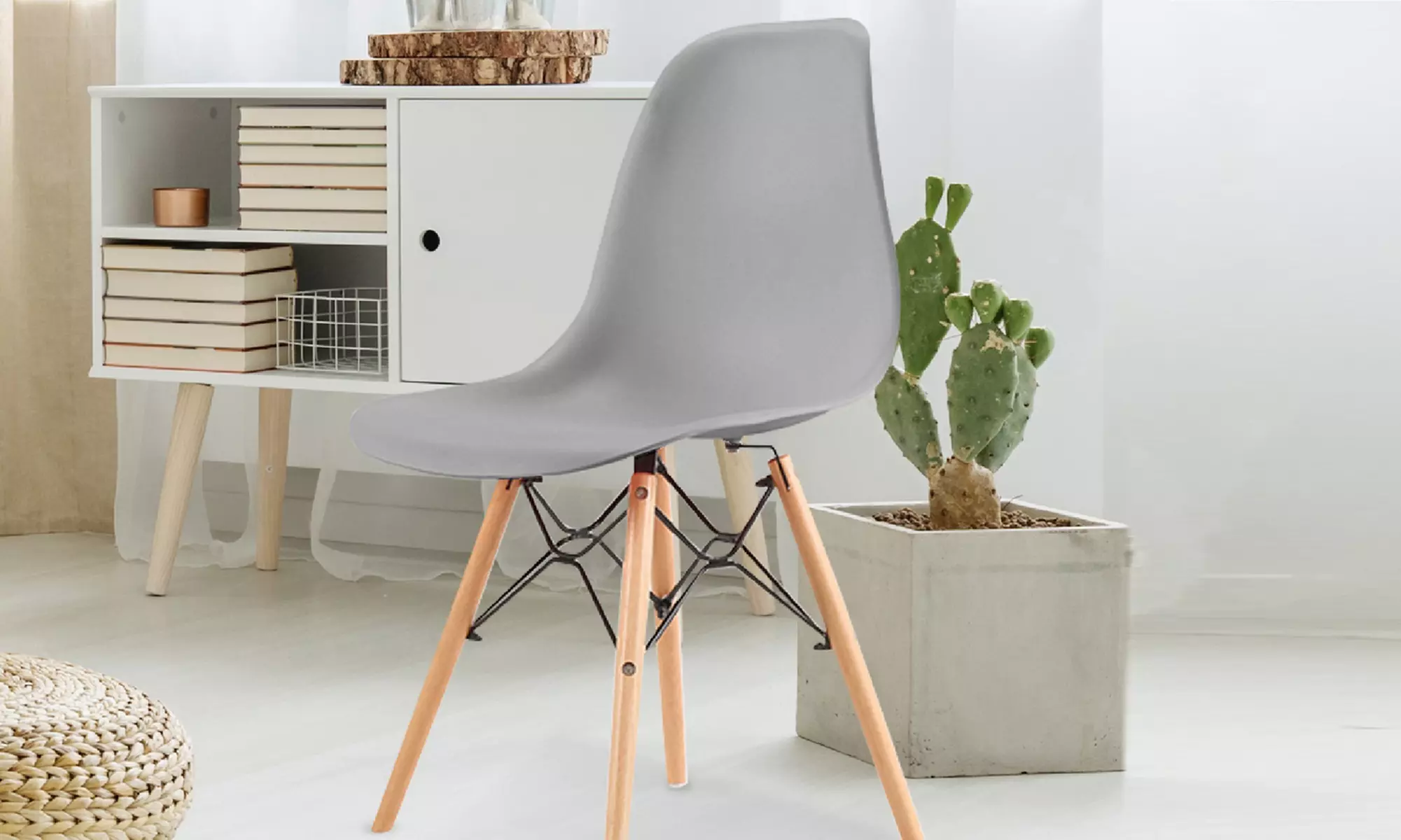 Silla de estilo escandinavo Christie con asiento redondo, de Sampur