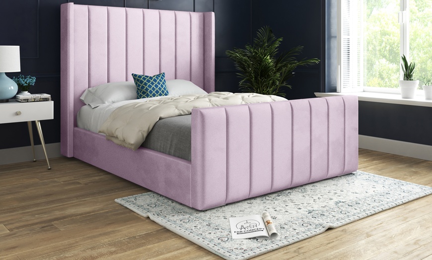 Image 13: DS Living Oxford Panel Upholstered Soft Velvet Bed
