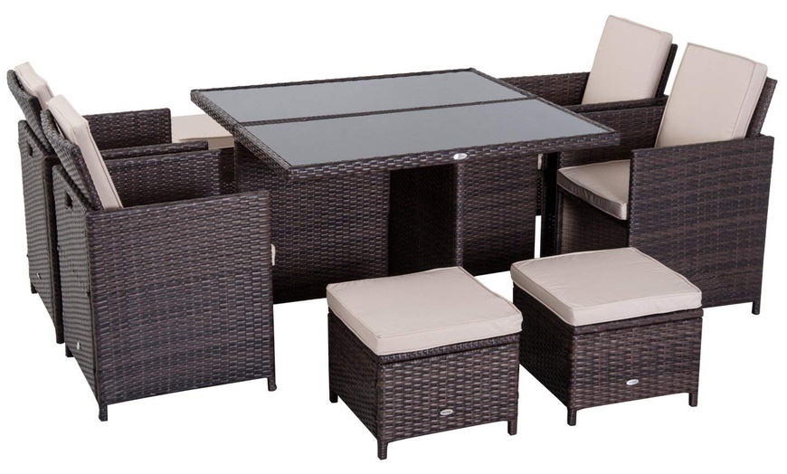 Image 3: Outsunny Rattan Cube Garden Set