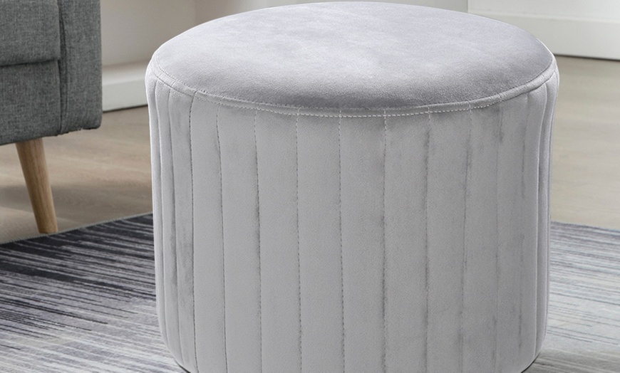 Image 4: Round Velvet Stool, Soft Upholstery and Plush Comfort