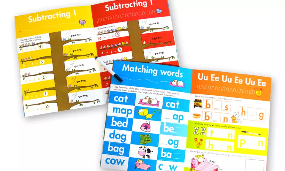 Scholastic Children's Wipe-Clean Book Set with Marker - Second Medium