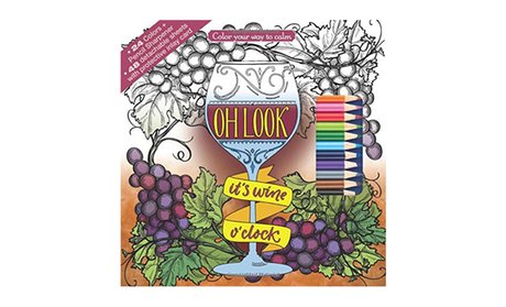 Oh Look It's Wine O'Clock Adult Coloring Book Set