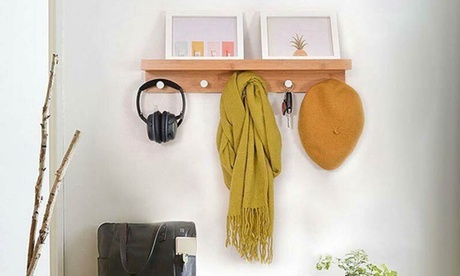 Appendiabiti con 5 ganci Bakaji in legno bamboo