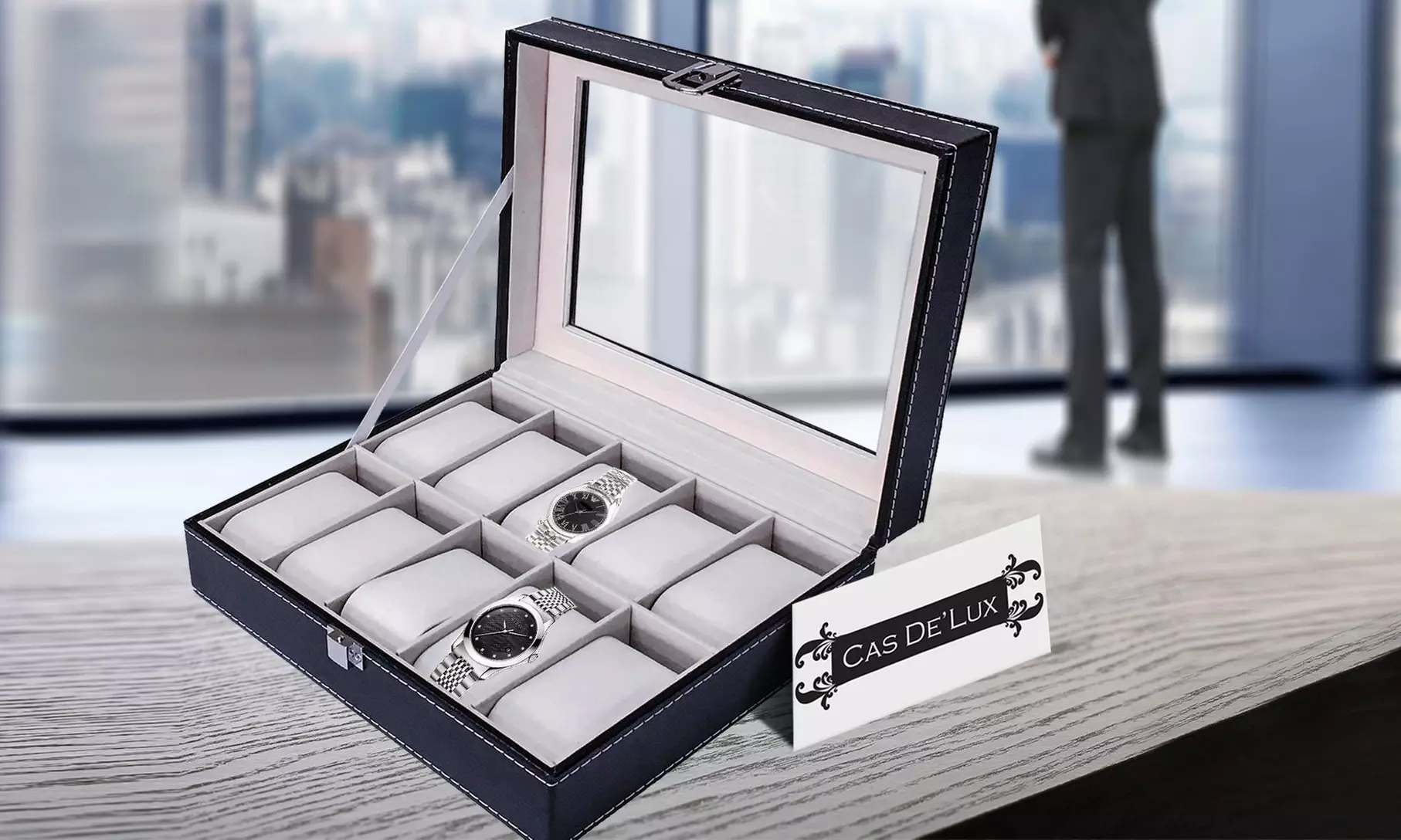 Cas De'Lux 10-Slot Watch Box with Pillows - Second Medium