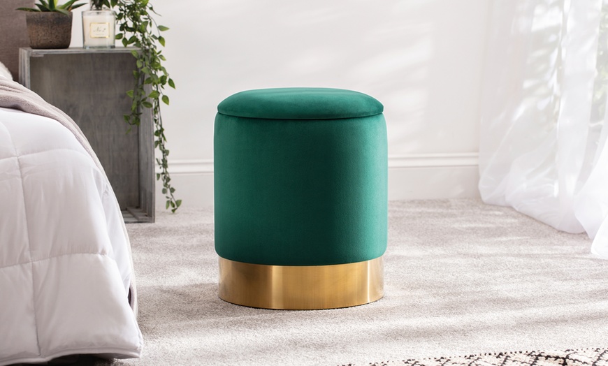 Image 15: Velvet Ottoman Storage Stool