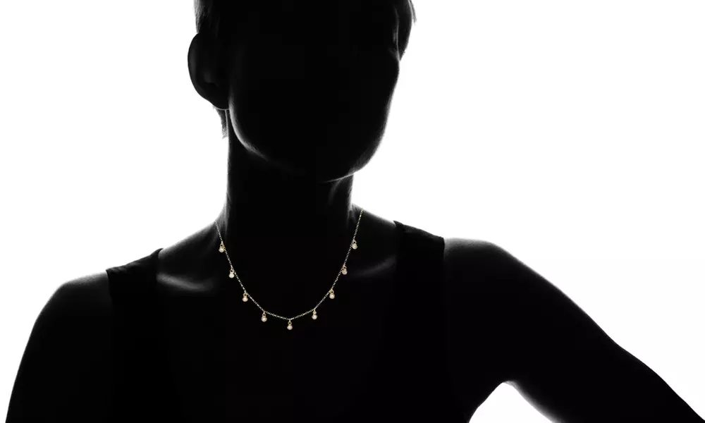 Dainty Crystal Bezel Drop Choker Necklace Made with Swarovski Elements by Elements of Love - Second Medium