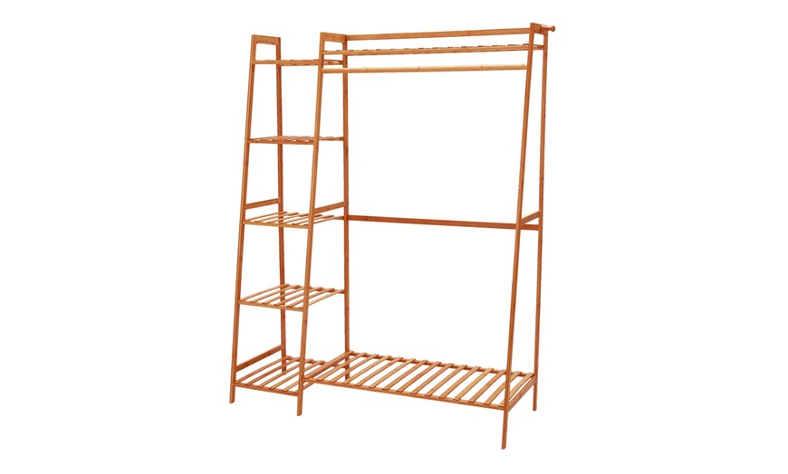 Image 1: Bamboo Garment Rack Bedroom Storage