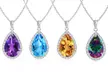 Sterling Silver Genuine Gemstone 4.00CT Pear Cut Necklace 4 Options - Second Medium