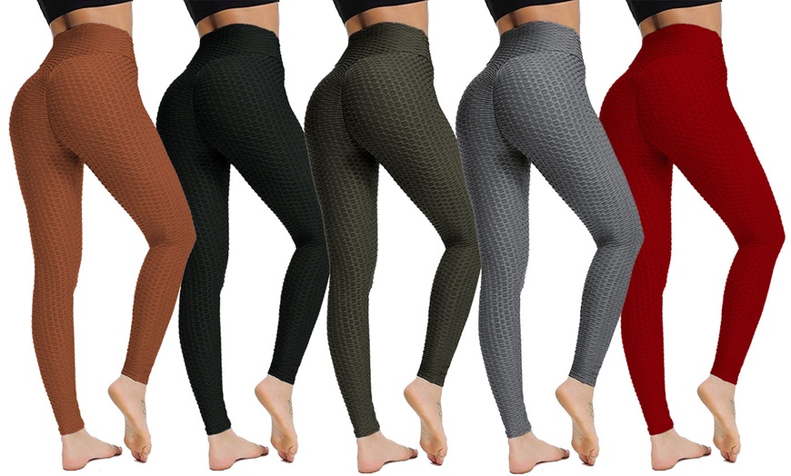 Image 1: Honeycomb Textured Leggings