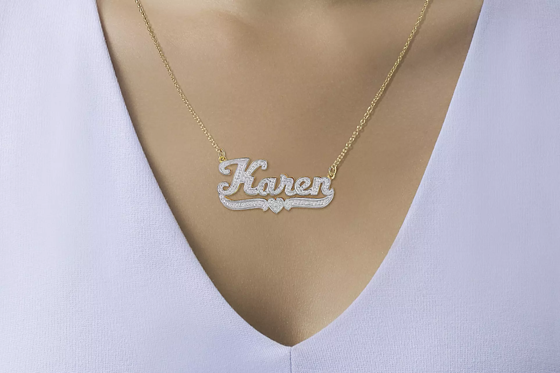 Double-Plated Block Name or Script Name Necklace at MonogramHub