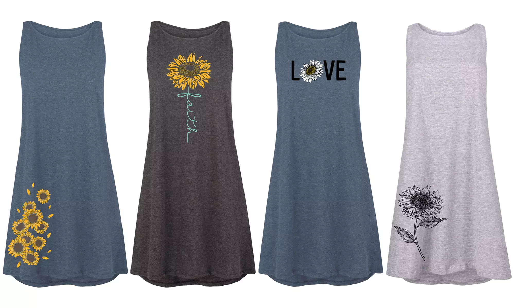 Women's Sunflower Tank Dresses. Plus Sizes Available. - Primary Image