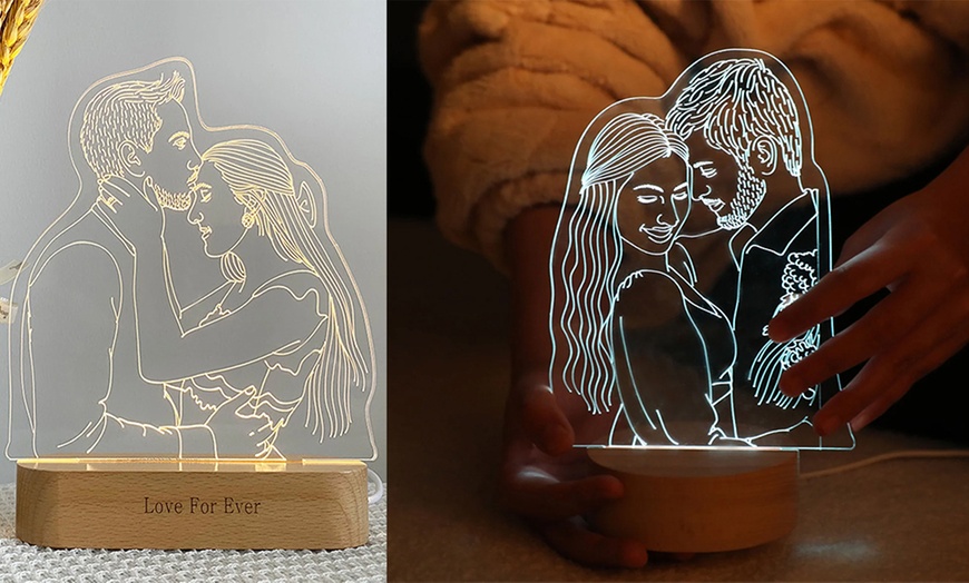 Image 10: One or Two Personalized Sketch Photo Night Light