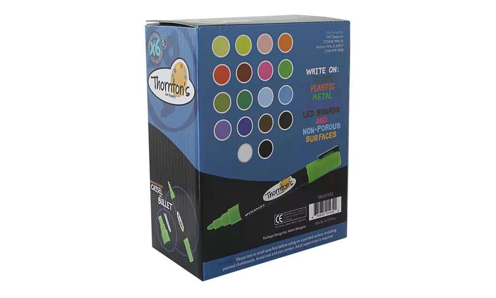 Liquid Chalk Markers with Reversible Tips (18-Pack) - Second Medium