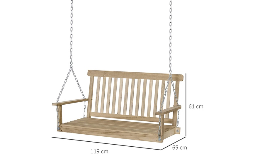 Image 7: Outsunny Outdoor Hanging Swing Bench