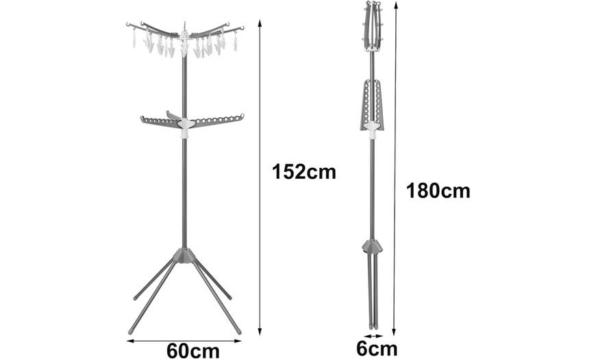 Image 7: 2-Tier Clothes Airer Drying Rack with 3 Rotatable Arms