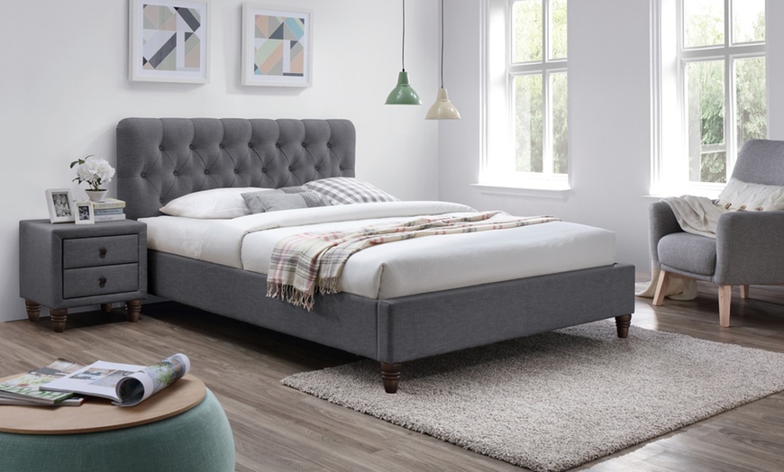 Image 1: Melbourne Grey Fabric Bed Frame