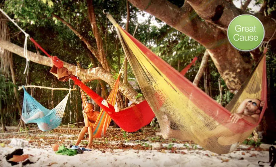 Sitting, Queen-Size, or King-Size Hammock Handmade by Mlabri Weavers from Yellow Leaf Hammocks (Up to 42% Off) - Primary Image
