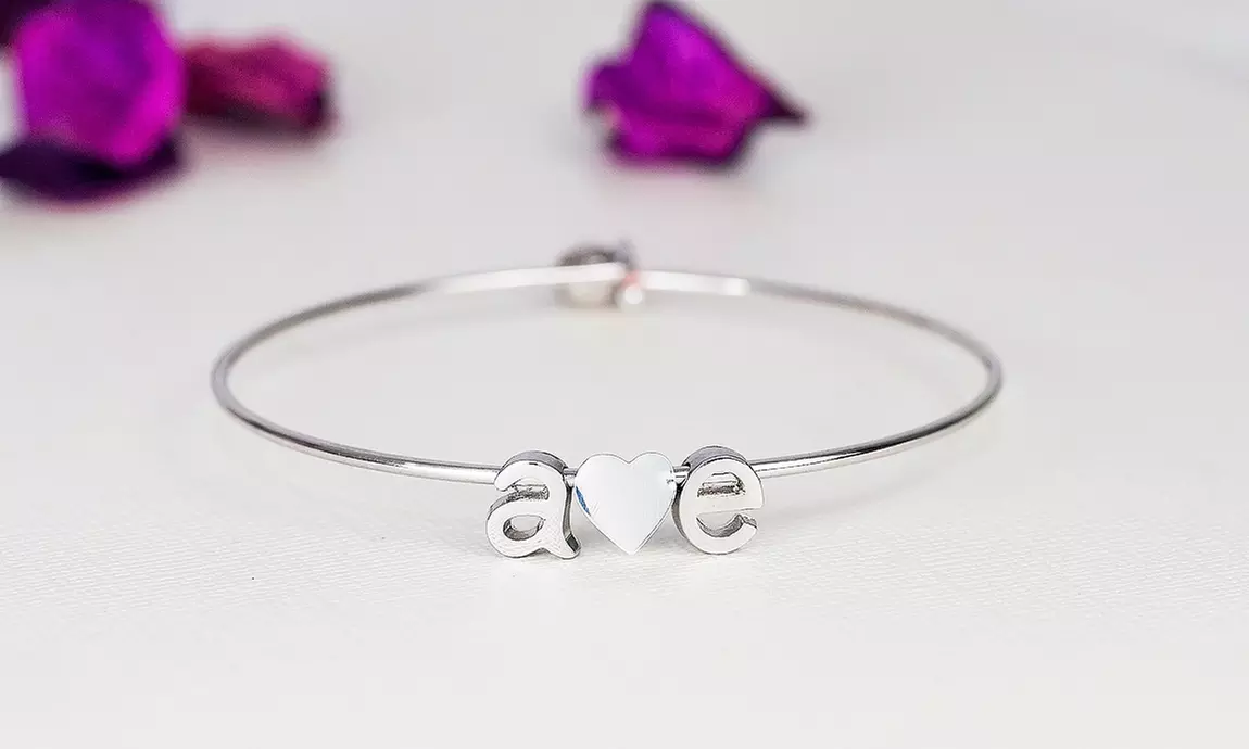 One, Two, or Three Custom Mini Initial Bangle Bracelets from MonogramHub (Up to 83% Off) - Primary Image