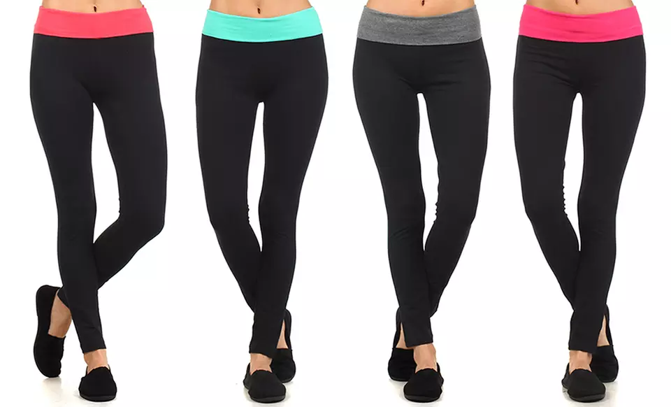 Women's Fold Over Yoga Pants - Primary Image