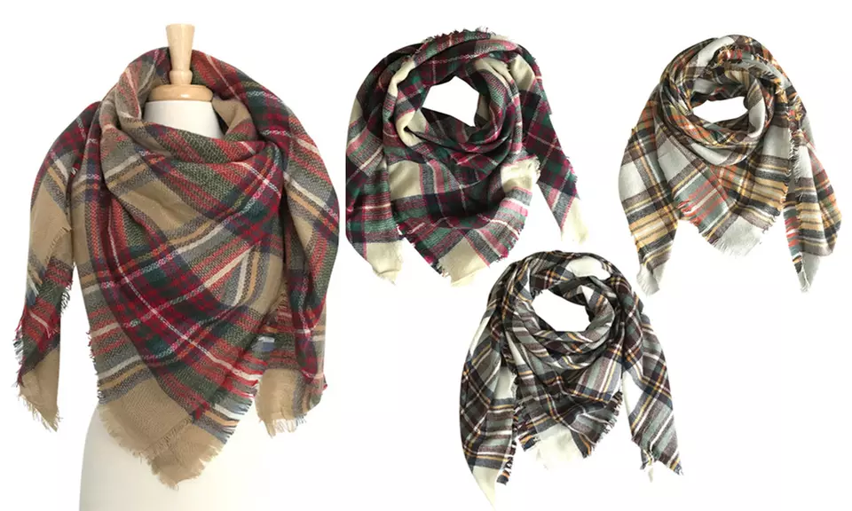 Azuri Oversized Plaid Blanket Scarf - Primary Image