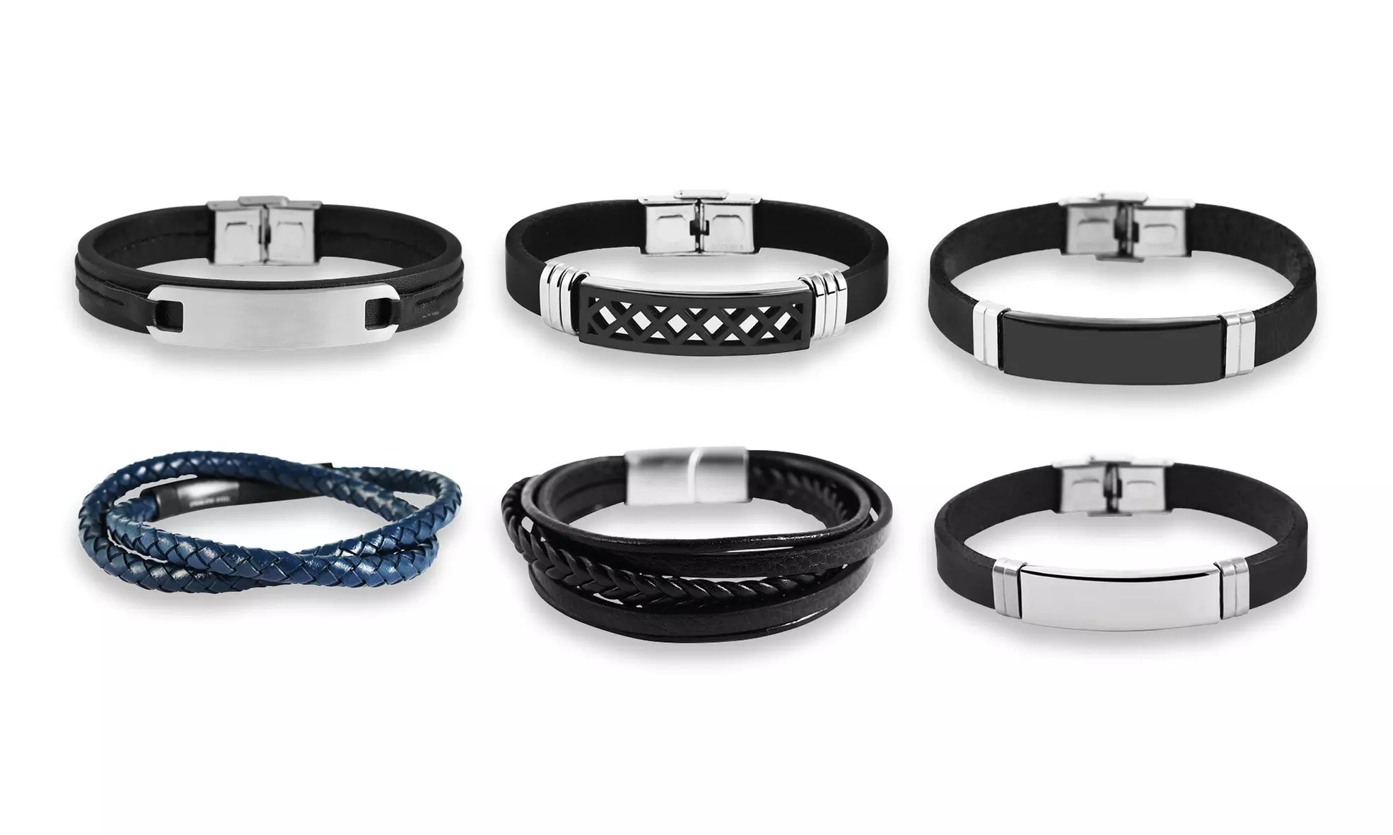 Sélection de bracelets en cuir véritable de la marque Akzent avec éléments en acier inoxydable - Primary Image