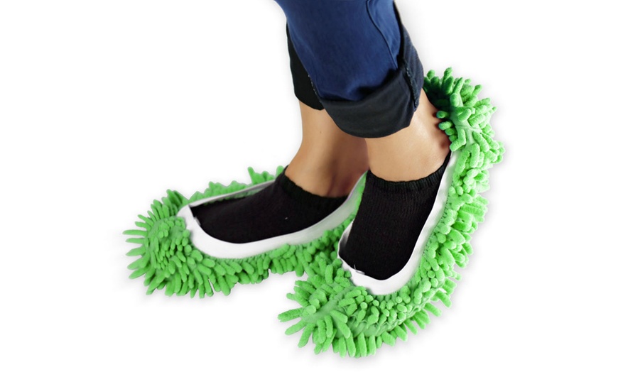 Image 3: Microfiber Washable Mop Slippers