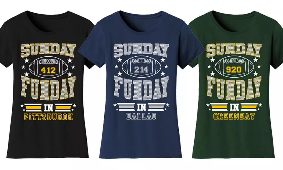 Women's Fitted Sunday Funday Football T-Shirt. Plus Sizes Available - Primary Image