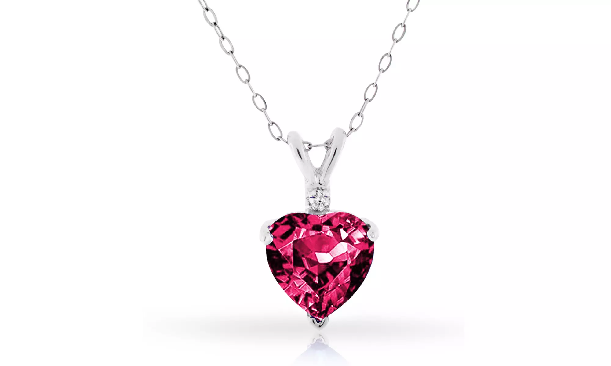 4.00 CTW Genuine Diamond and Ruby Heart Pendant in Sterling Silver - Primary Image