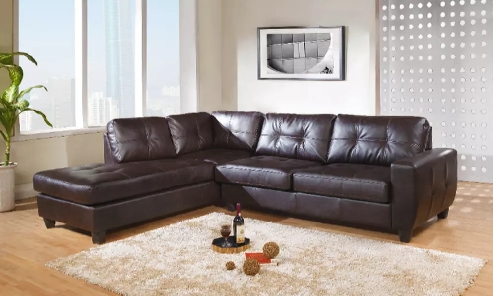 Athens Leather Corner Sofa in Black or Brown for £499 With Free Delivery (50% Off) - Primary Image