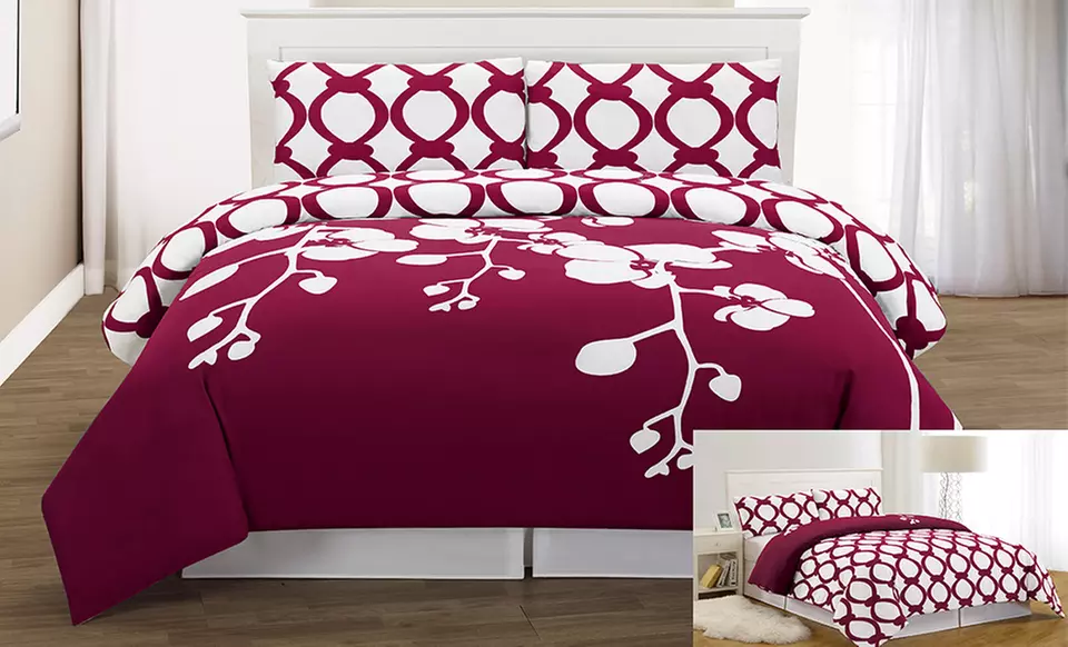April Orchidea 3-Piece Reversible Duvet-Cover Set - Second Medium