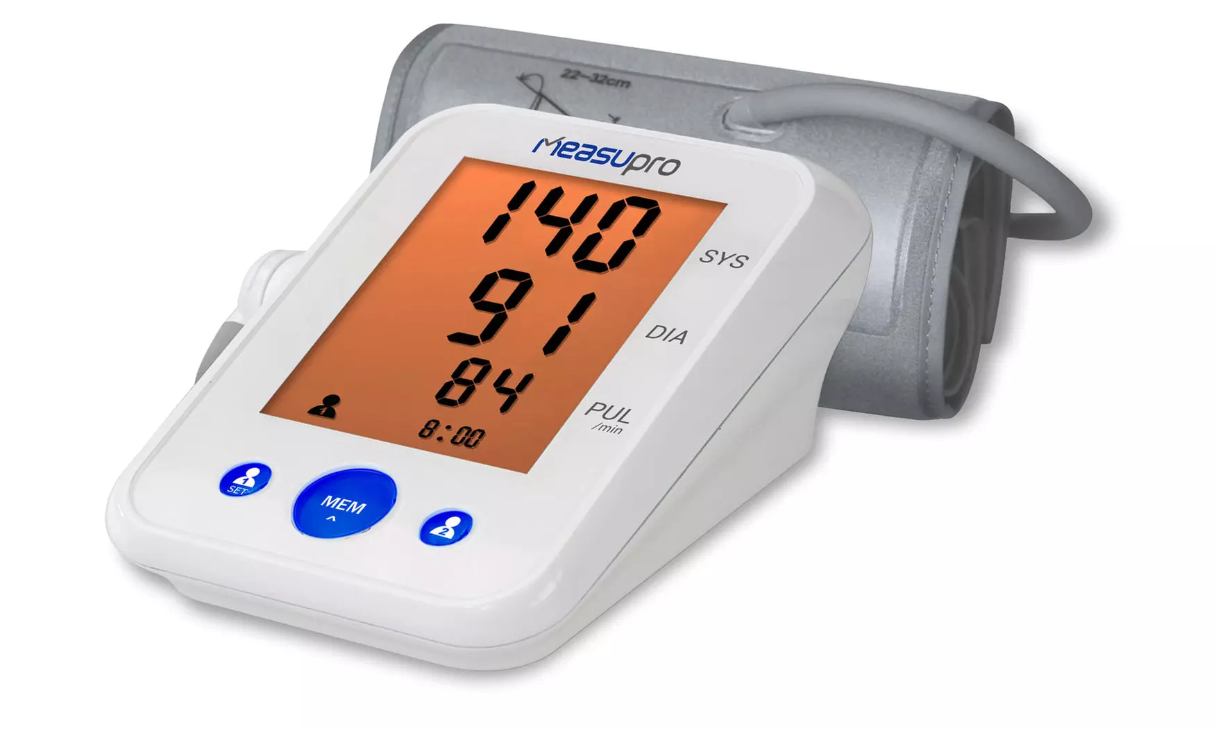 Measupro Upper Arm Digital Blood Pressure Monitor with Color-Coded Hypertension Display - Second Medium