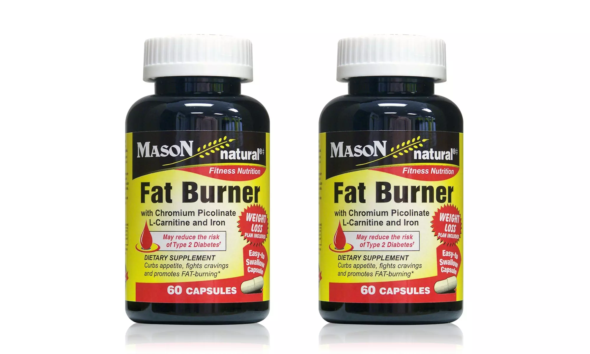 2-Pack of Mason Natural Fat Burner Supplement 60ct Bottles - Primary Image
