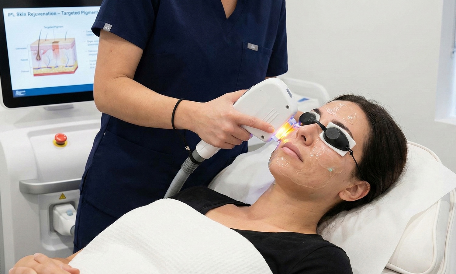 1 o 3 sesiones de eliminación de manchas en la piel con láser IPL