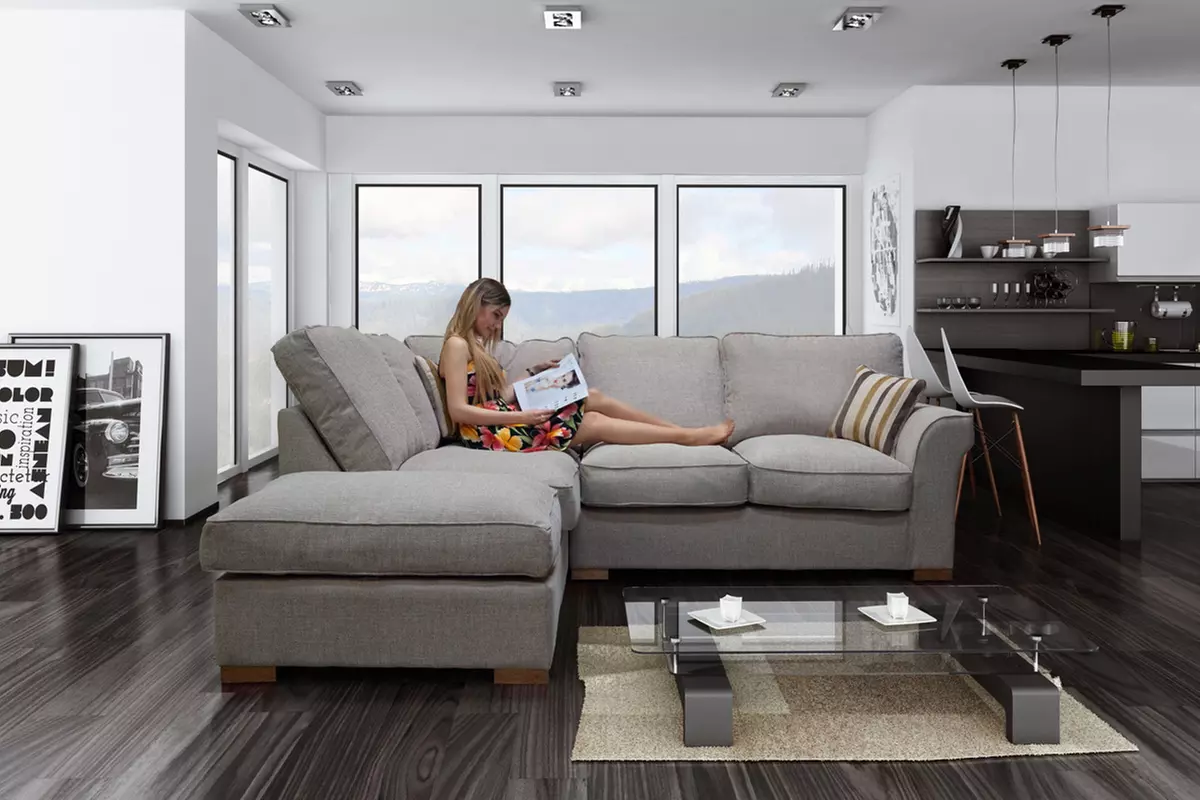 Hugo Corner Sofa with Formal Cushions and Footstool for £499.99 With Free Delivery (50% Off) - Primary Image