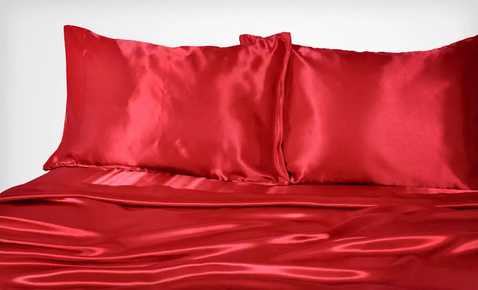 $29 for a Luxury Solid Satin-Sheet Set ($79.99 List Price). Multiple Options Available. Free Shipping and Free Returns. - Primary Image