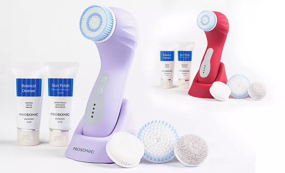 ProSonic GLOW Cleansing Brush Set with 4 Brush Heads, Cleanser & Microdermabrasion Cream  - Primary Image
