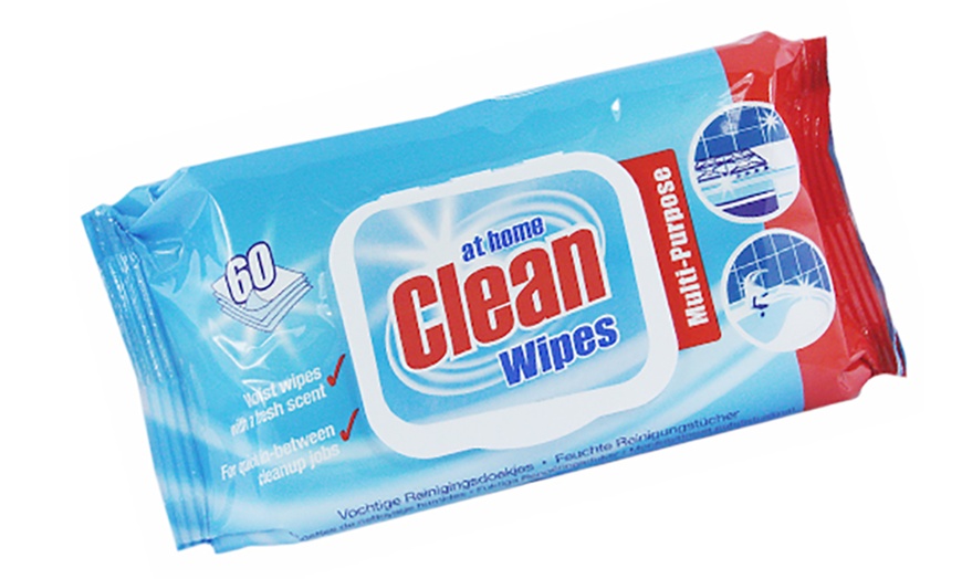 Image 3: At Home Clean 60-Wipe Packs