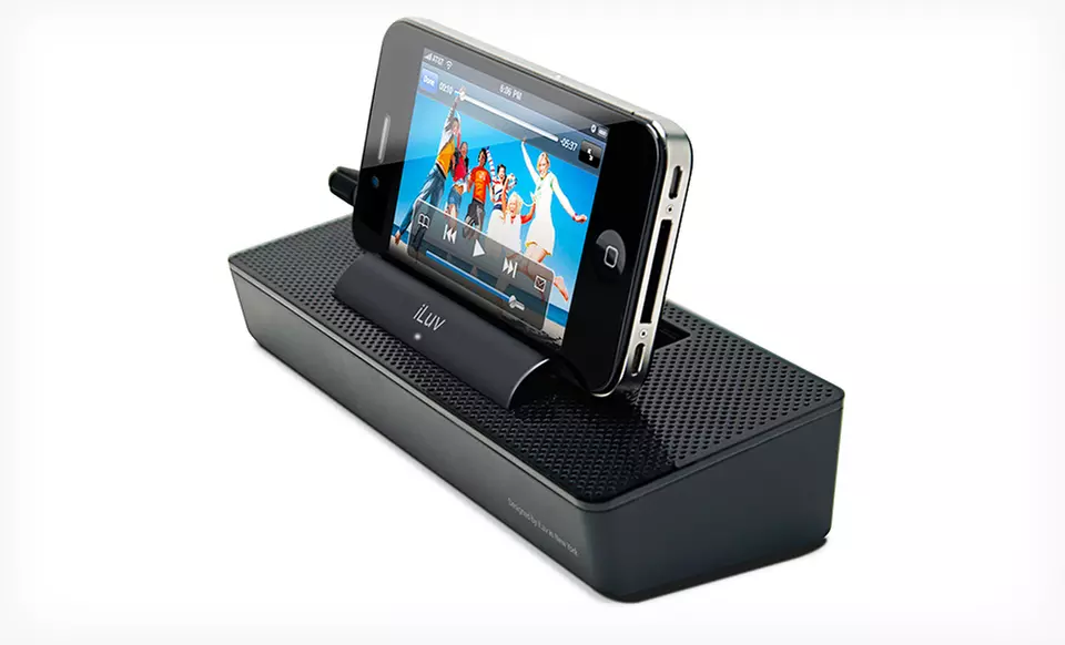 $8.99 for an iLuv ModernBox Portable Speaker Stand for Smartphones (iSP125BLK) ($24.99 List Price). Free Returns. - Primary Image